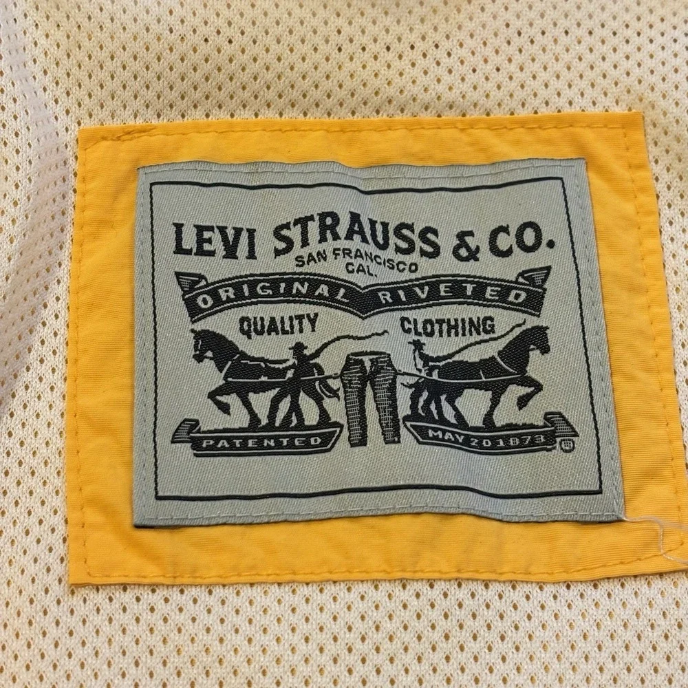 Levi's Hooded Rain Jacket Men's XL Yellow Windbreaker Jacket Full Zip Utility - Picture 11 of 15